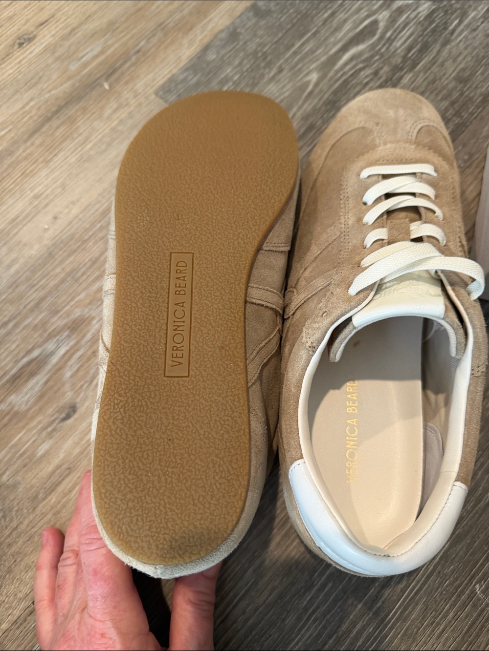 Veronica Beard Riveria Sneakers size 7 1/2. Sand color - Picture 4 of 7